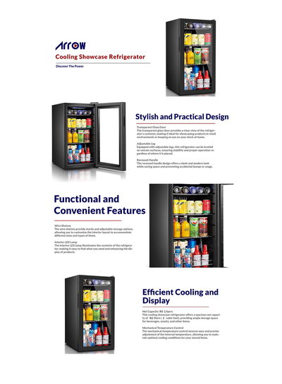 ثلاجة ميني بار ارو، 90 لتر، 3.17 قدم، RO-110SCK - اسود product image 3