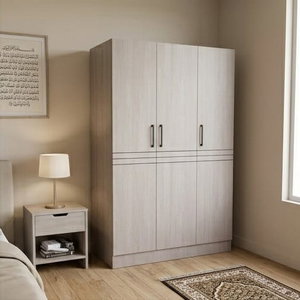 خزانة ملابس خشب MDF، 54×160×200 سم 3 ابواب - رمادي فاتح product image