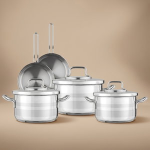 طقم قدور ستانلس ستيل استرون كوركماز، 8 قطع - فضي product image