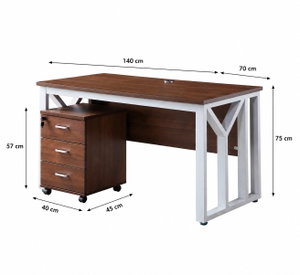مكتب إداري خشب MDF، 140x70x75 سم - بني ابيض product image 2