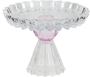 ستاند تقديم حلا زجاج السيف غاليري، قاعدة وردي، 13.5x13.5x11 سم - شفاف product image