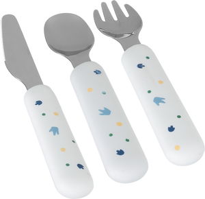 طقم ادوات مائدة استيل السيف غاليري، 3 قطع، يد سيليكون - بيج product image