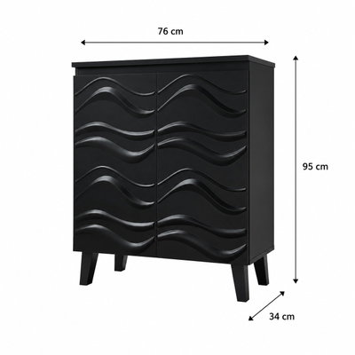 Modern MDF wooden buffet, 95×76×34 cm - Black product image 3