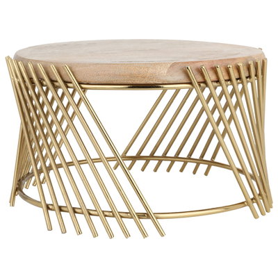 استاند تقديم خشب السيف غاليري، مدور، بقاعدة ذهبي - بني product image 1