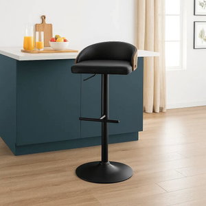 كرسي بار مودرن معدن، 113×40×35 سم، قاعدة جلد - اسود product image