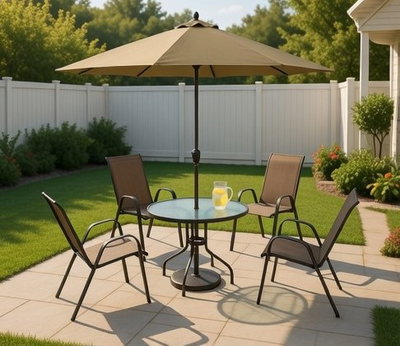 طاولة مظلية حديد ،100×100×75 سم، 4 كراسي - بني product image 3
