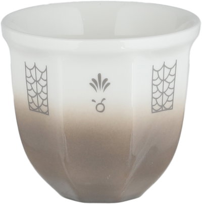 فنجان قهوة عربي سعودي بورسلان السيف غاليري، مضلع، زخارف فنية - أبيض بيج product image 1