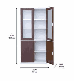 دولاب ملفات معدن، 185×90×40 سم - بني ابيض product image 2