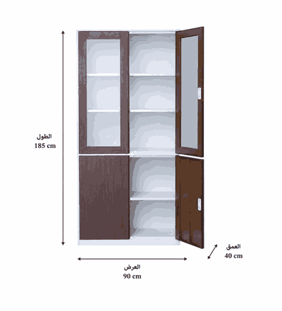 دولاب ملفات معدن، 185×90×40 سم - بني ابيض product image 2