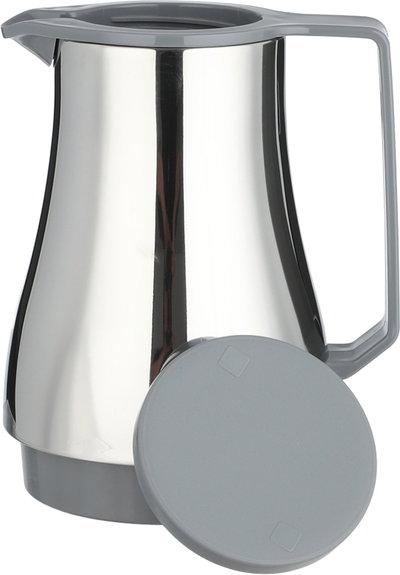 Helios Thermos, 0.6 Liter, Glass Interior, Horse Pattern, Push-Button Lid - Silver Gray product image 5