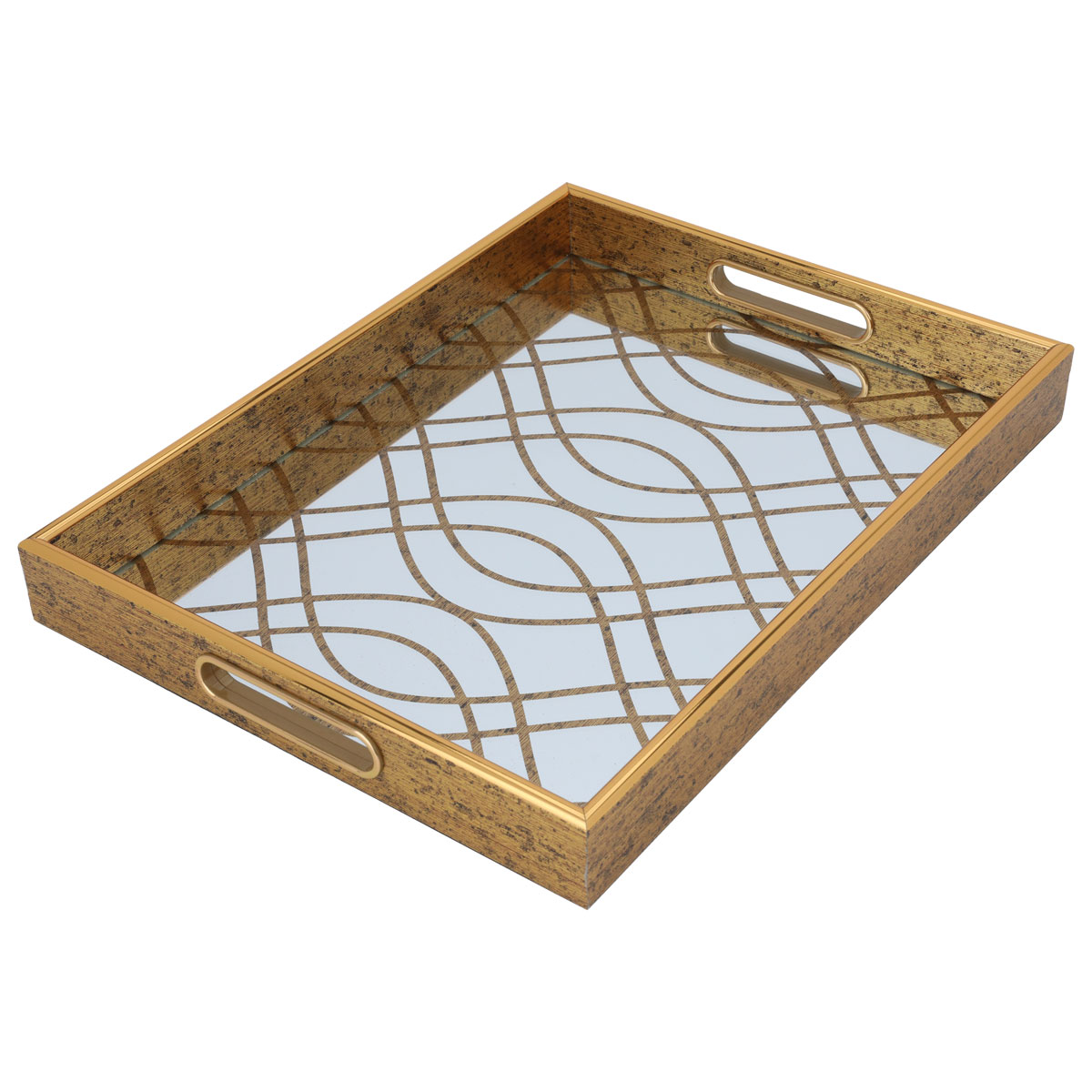 طوفرية مرايا بنقش ذهبي زجاج السيف غاليري، 40×30×4 سم - ذهبي product image