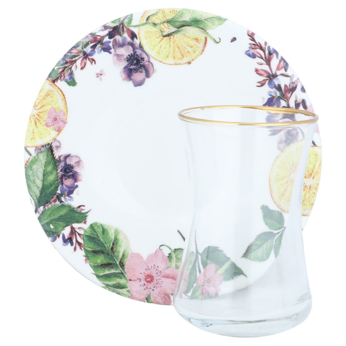 Al Saif Gallery glass jar set, lemon pattern dish, 2 pieces - white product image