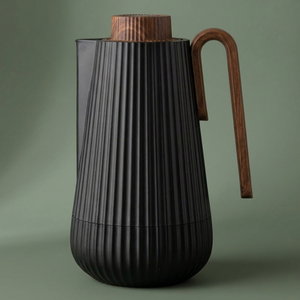 Glory Sumo Thermos, 1 liter, wooden handle, glass interior, pusher - black wood product image