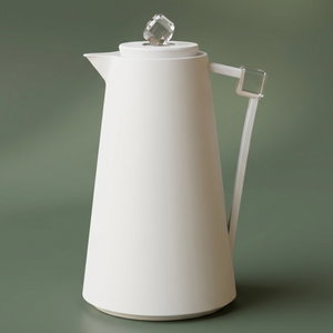 Everest Diamond Plastic Thermos, 1 Liter, Glass Inner Container, Push Button - Transparent White product image