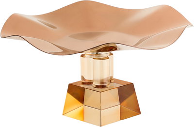 ستاند تقديم ستانلس استيل السيف غاليري، 23x23x12 سم، قاعدة مربع زجاج، مموج - نحاسي product image 2