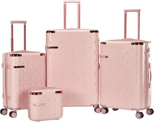 طقم شنط سفر ABS ليمرا، 4 مقاسات، 4 عجلات، WM-243 - زهري product image