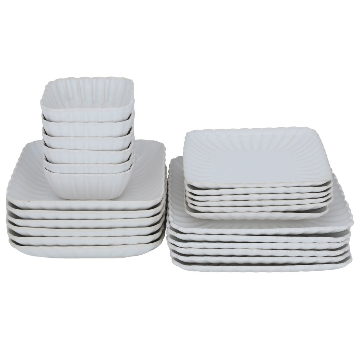 Al Saif Gallery porcelain dining set, 24 pieces, square shape - white product image 2