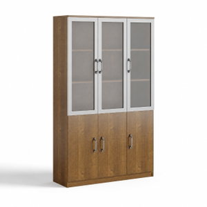 OW-239 W4 MDF wood storage and display cabinet, 200×120×40 cm, 6 doors, metal handles - Light Brown product image 2