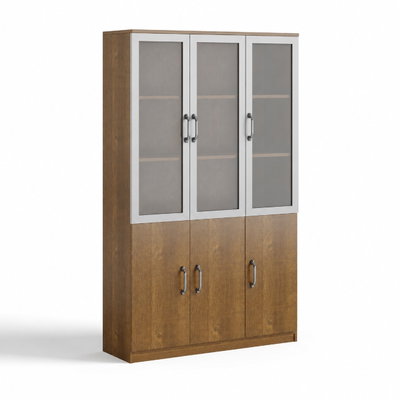 OW-239 W4 MDF wood storage and display cabinet, 200×120×40 cm, 6 doors, metal handles - Light Brown product image 2