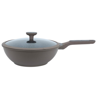 Robust Granite Frying Pan, 30 cm, deep, with glass lid - brown product image 3