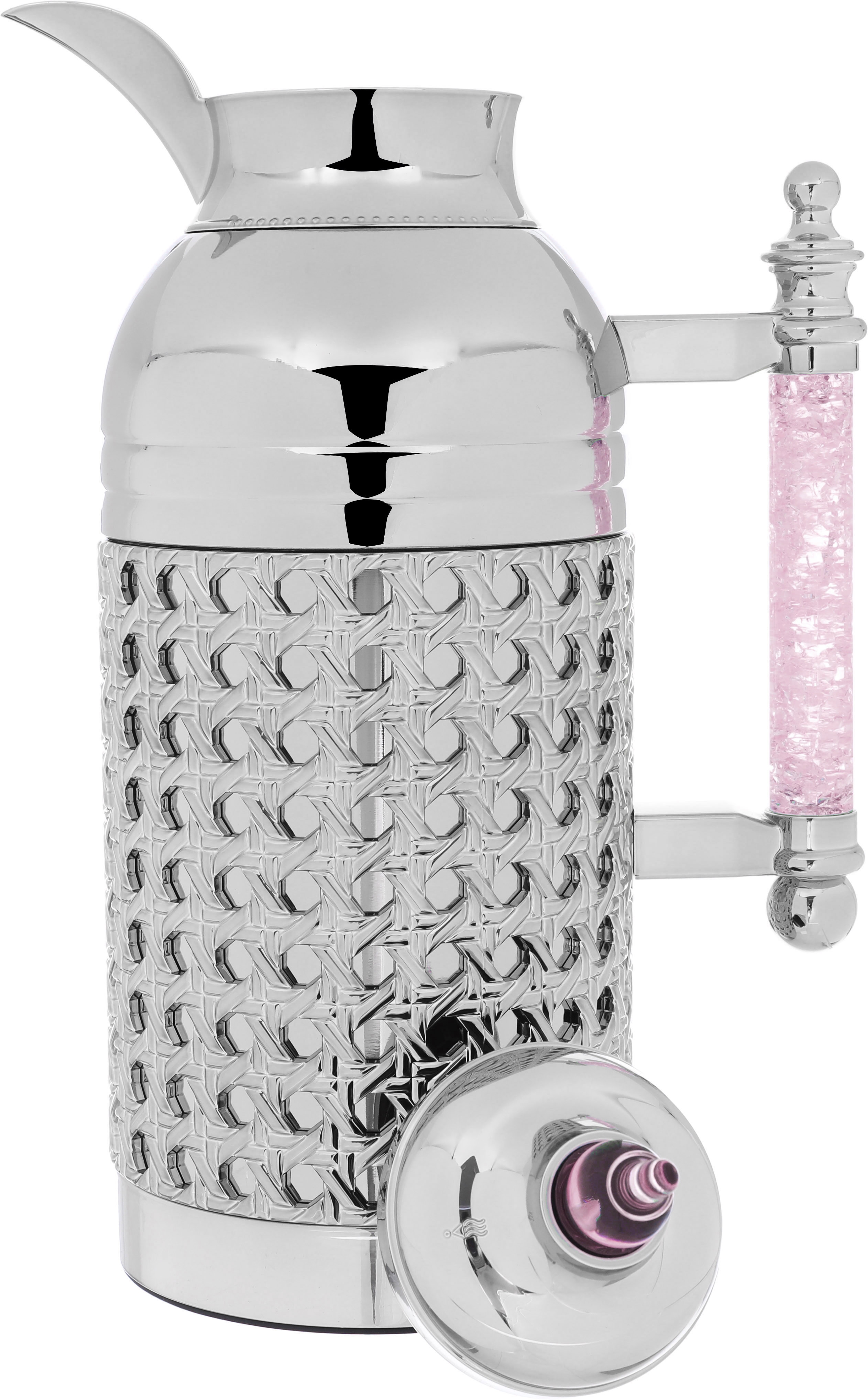 Al Saif Gallery Sarah thermos set, 1 liter, crystal handle, thermal glass inner case, steel outer case - silver product image 6