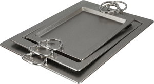 طقم صواني تقديم استيل الجهوري، 3 قطع - فضي product image 2