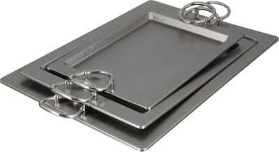 طقم صواني تقديم استيل الجهوري، 3 قطع - فضي product image 2