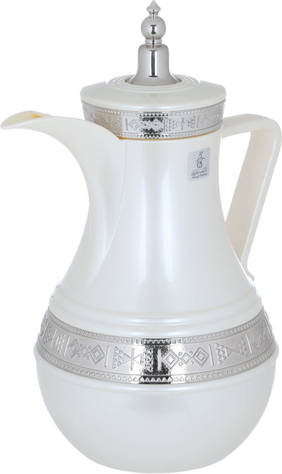 Al Saif Gallery Amal thermos set, 1/1 liter, 2 pieces, thermal glass inner shell, plastic outer shell - white product image 4