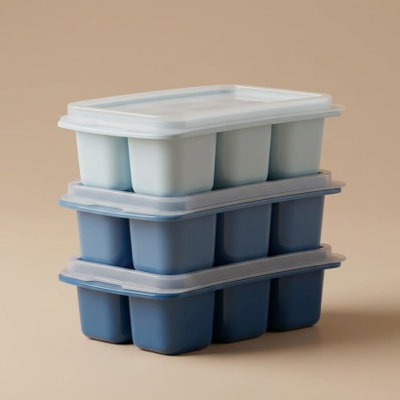 saif so Plastic Ice Cube Tray, Rectangle, 3 Pieces - Colored product image 1