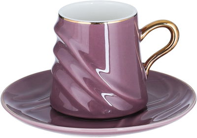 Al Saif Gallery porcelain coffee cup set, with golden font, with saucer, 12 pieces - purple product image 2