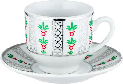 طقم فناجين قهوة تركي سيراميك، صحون، 11 سم، 12 قطعة، مشجر - متعدد الألوان product image 2