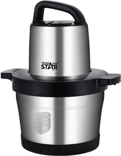 Winning Star ST-5560 Food Chopper, 6 Liters, 1000 Watts, Quad Blades - Silver Black product image 1