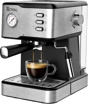 صانعة اسبريسو رويال، 950 واط، 1.5 لتر، 15 بار، شاشة ديجيتال، RA-CM3815 - فضي اسود product image