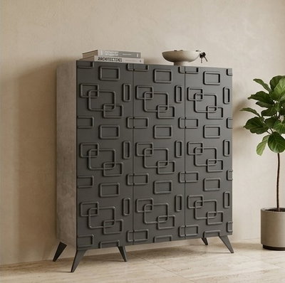 خزانة احذية خشب MDF، 36×125×114 سم، 3 ابواب - اسود product image 2