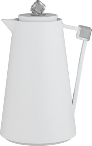 Everest Diamond Plastic Thermos, 1 Liter, Glass Inner Container, Push Button - Transparent White product image 2