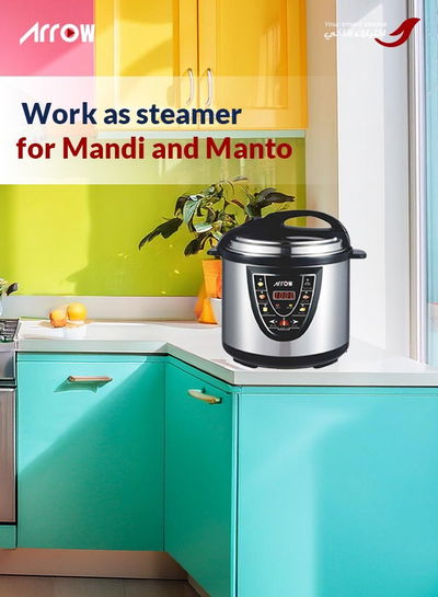 Arrow RO-08SEC Pressure Cooker, 1300 Watts, 8 Liters - Silver Black product image 6