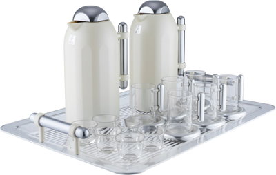 Al Saif Gallery Terhab Thermos Set, 21 Pieces, Cups with Saucers, Coffee Cups, Saucers, Silver Handle - Silver Beige product image 2