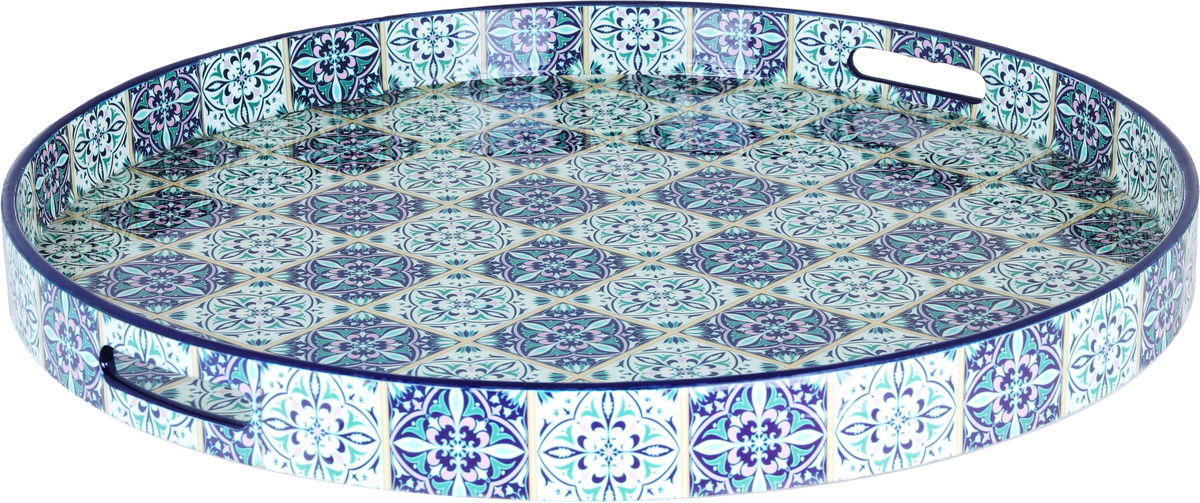 Al Saif Gallery wooden serving tofir, 23 x 2 cm, round - blue product image 2