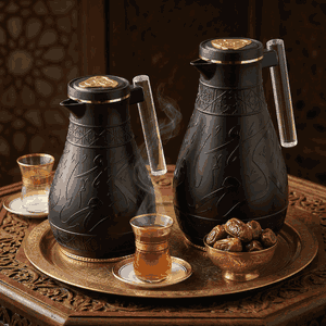 طقم ترامس كرم السيف غاليري، 1 / 0.65 لتر، نقش إسلامي، حافظة داخلية زجاج حراري - أسود product image 2