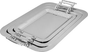 Al Saif Gallery Stainless Steel Serving Set, 3 Pieces, Rectangular, Silver Handle - Silver product image