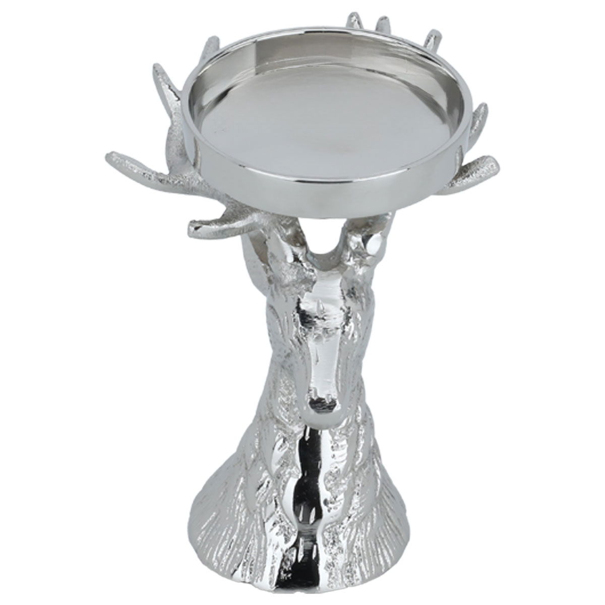 Al Saif Gallery steel serving stand, deer head base, circular - silver product image 2