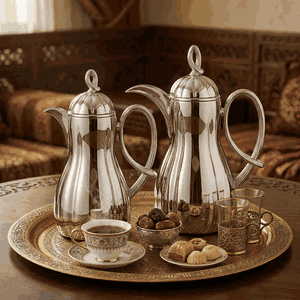 Al Saif Gallery thermos set, 2 pieces, 1 liter, glass inner container, plastic outer shell - silver product image 2