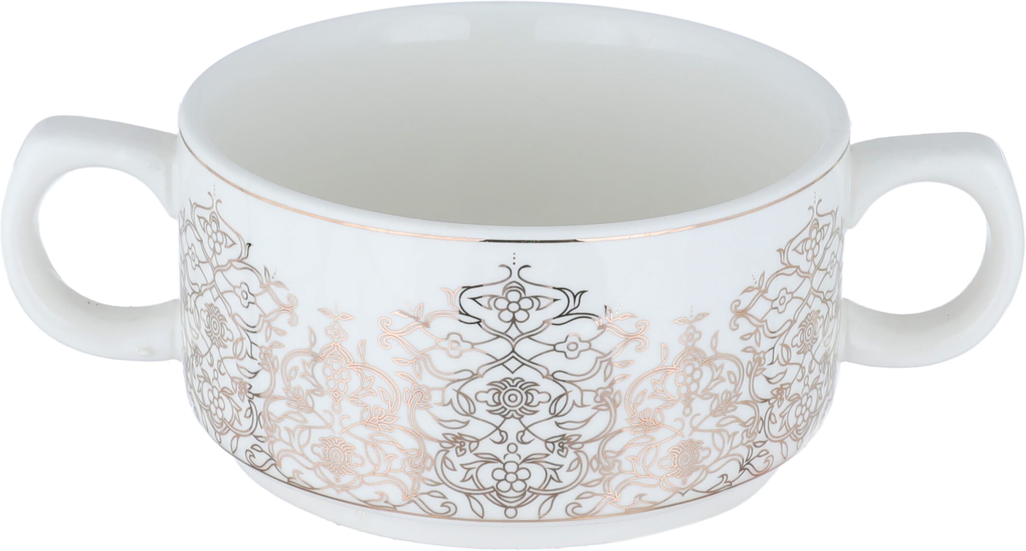 Al Saif Gallery porcelain soup set, with golden stand, 18 pieces - white product image 3