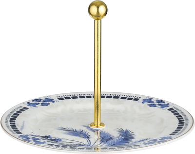 Al Saif Gallery Porcelain Serving Rack, 19.5x19.5x14 cm, Round, Steel Handle - White/Blue product image 2