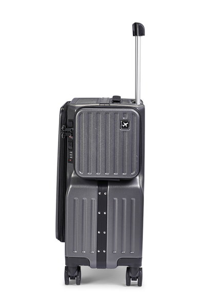 شنطة سفر بولي كربونات ليمرا، 20 بوصة، 4 عجلات، BT-58 - رمادي غامق product image 4