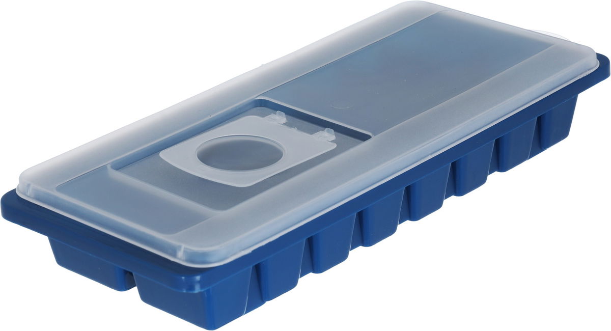 saif so Plastic Ice Cube Tray, Rectangle with Lid, 26.2 x 10.9 x 4.2 cm - Blue product image 1