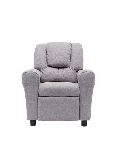 كرسي استرخاء خشب باك كومفورت، 48×62×70 سم، خامة خارجية جلد - رمادي فاتح product image 3