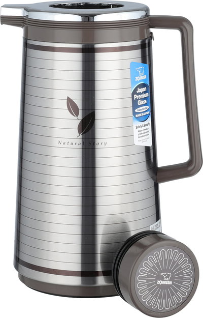 zojirushi Abu Feel Japanese Thermos, 1 liter, glass inner container, stainless steel outer body - Silver Cappuccino product image 5
