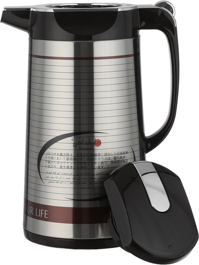Kawasaki Thermos, 1.9 L, Glass Inner Lining, Stainless Steel Exterior - Brown/Silver product image 5