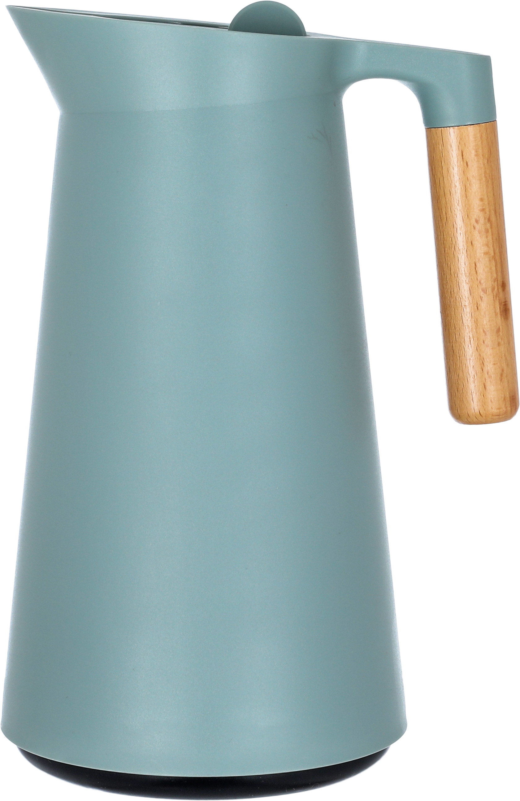 Timeless Linda Thermos, 1 liter, wooden handle, thermal glass inner container, plastic outer shell - dark green product image 1